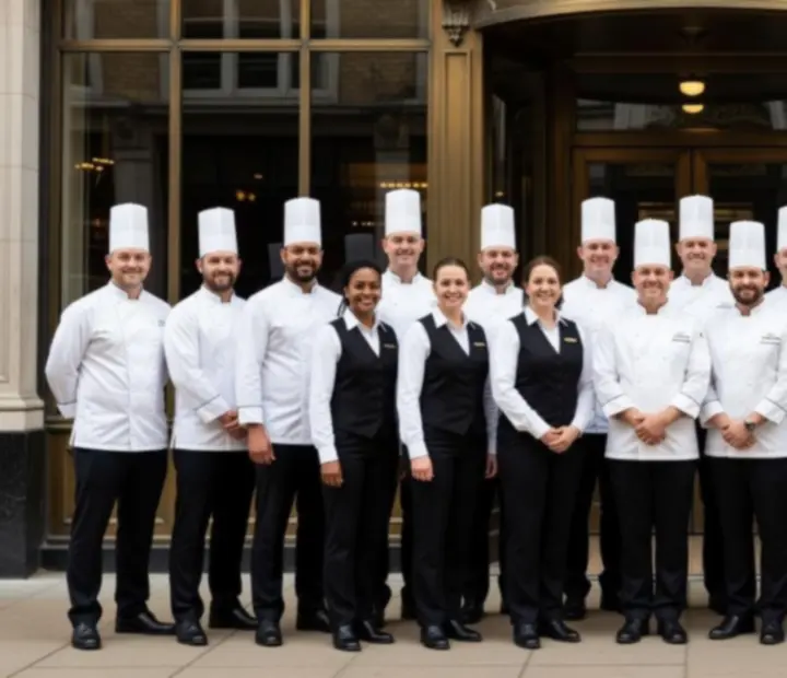 The APARTAMENT SZRENICA events team standing together in the dining room.