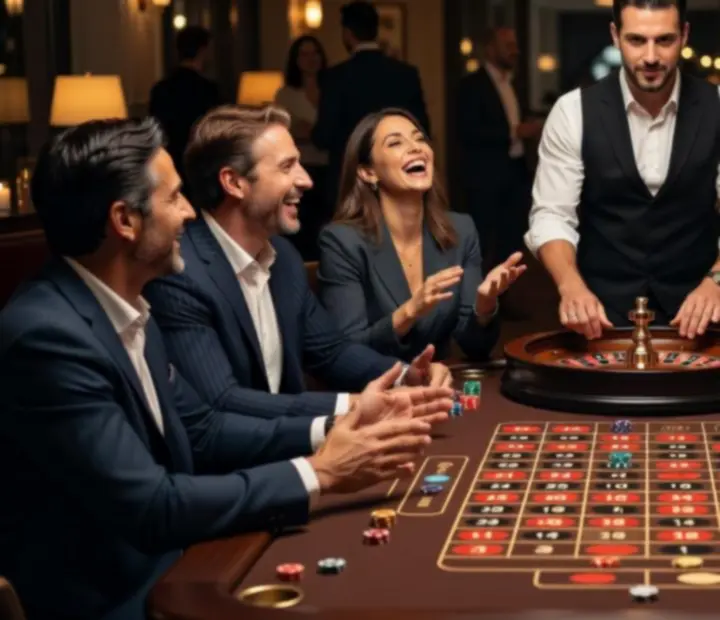 Hosted in-person night at APARTAMENT SZRENICA with guests gathered around entertainment tables